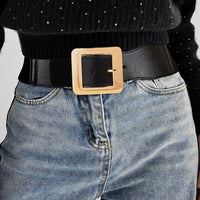 Black spandex belt with square buckle