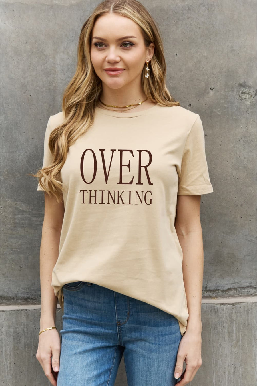 Simply Love Full Size OVER THINKING Graphic Cotton Tee