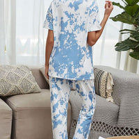 Tie-Dye Tee and Drawstring Waist Joggers Lounge Set