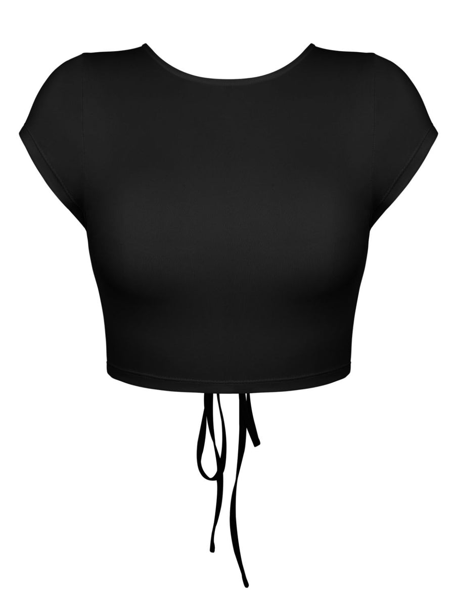 Round Neck Backless Short Sleeve Tee