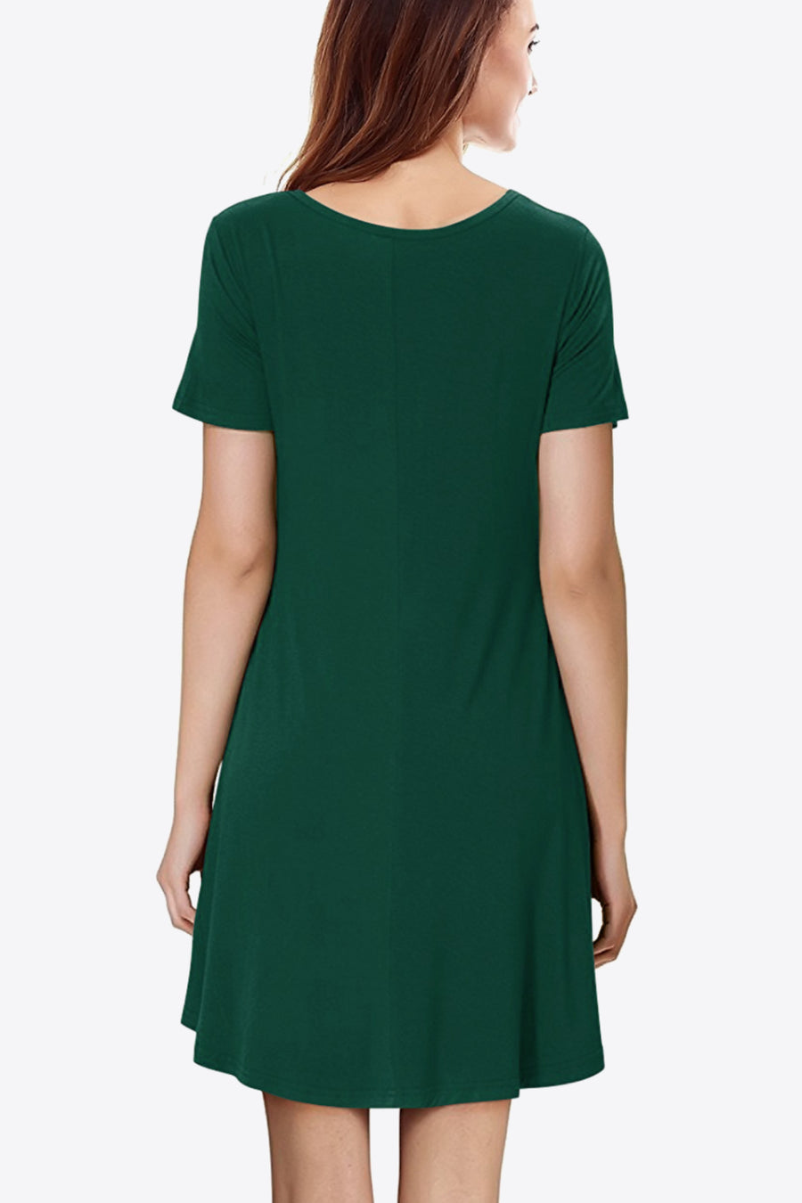 Short Sleeve V-Neck Knee-Length Dress