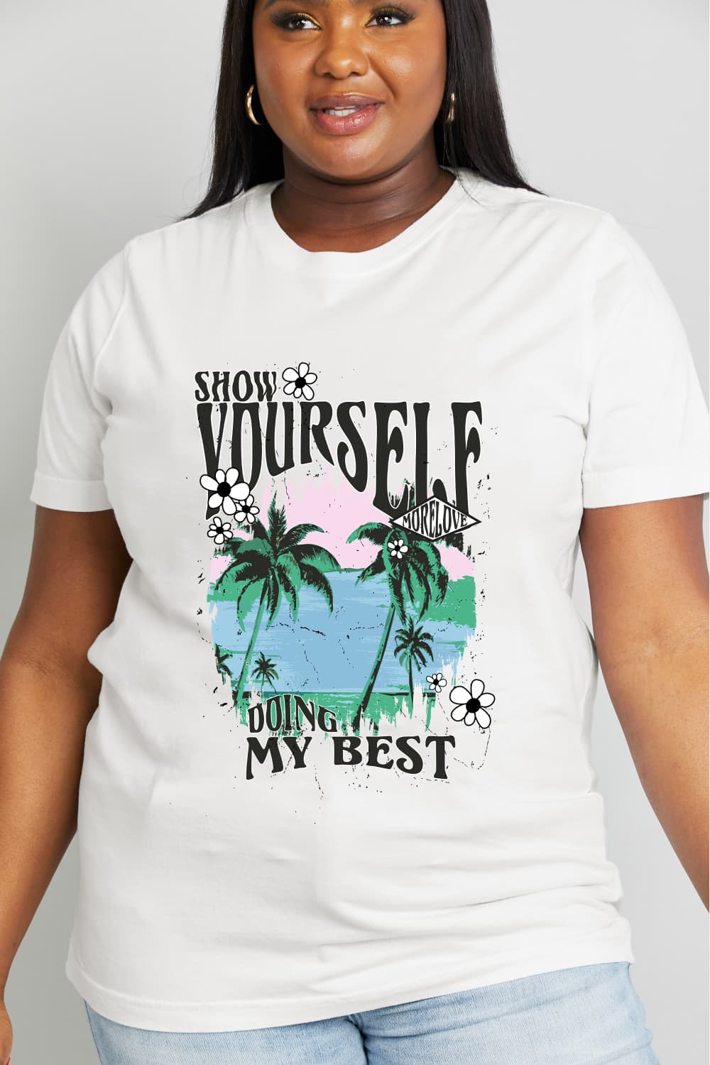 Simply Love Full Size SHOW YOURSELF DOING MY BEST Graphic Cotton Tee