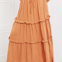 Zenana Summer Days Full Size Ruffled Maxi Skirt in Butter Orange