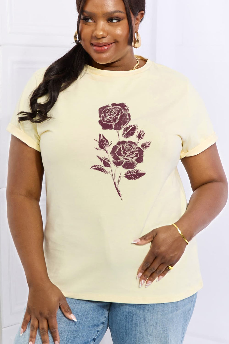 Simply Love Full Size Rose Graphic Cotton Tee