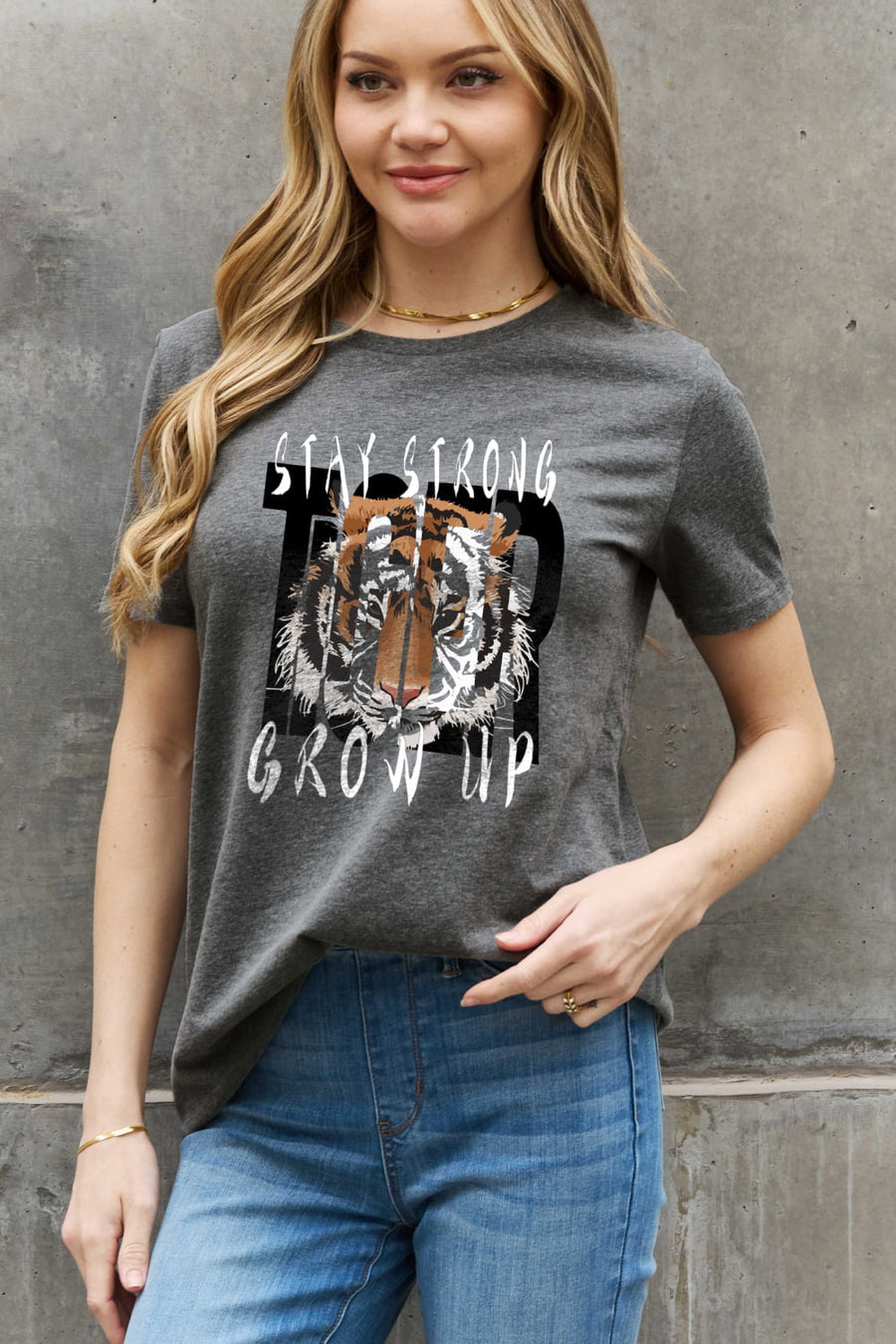 Simply Love Full Size STAY STRONG GROW UP Graphic Cotton Tee