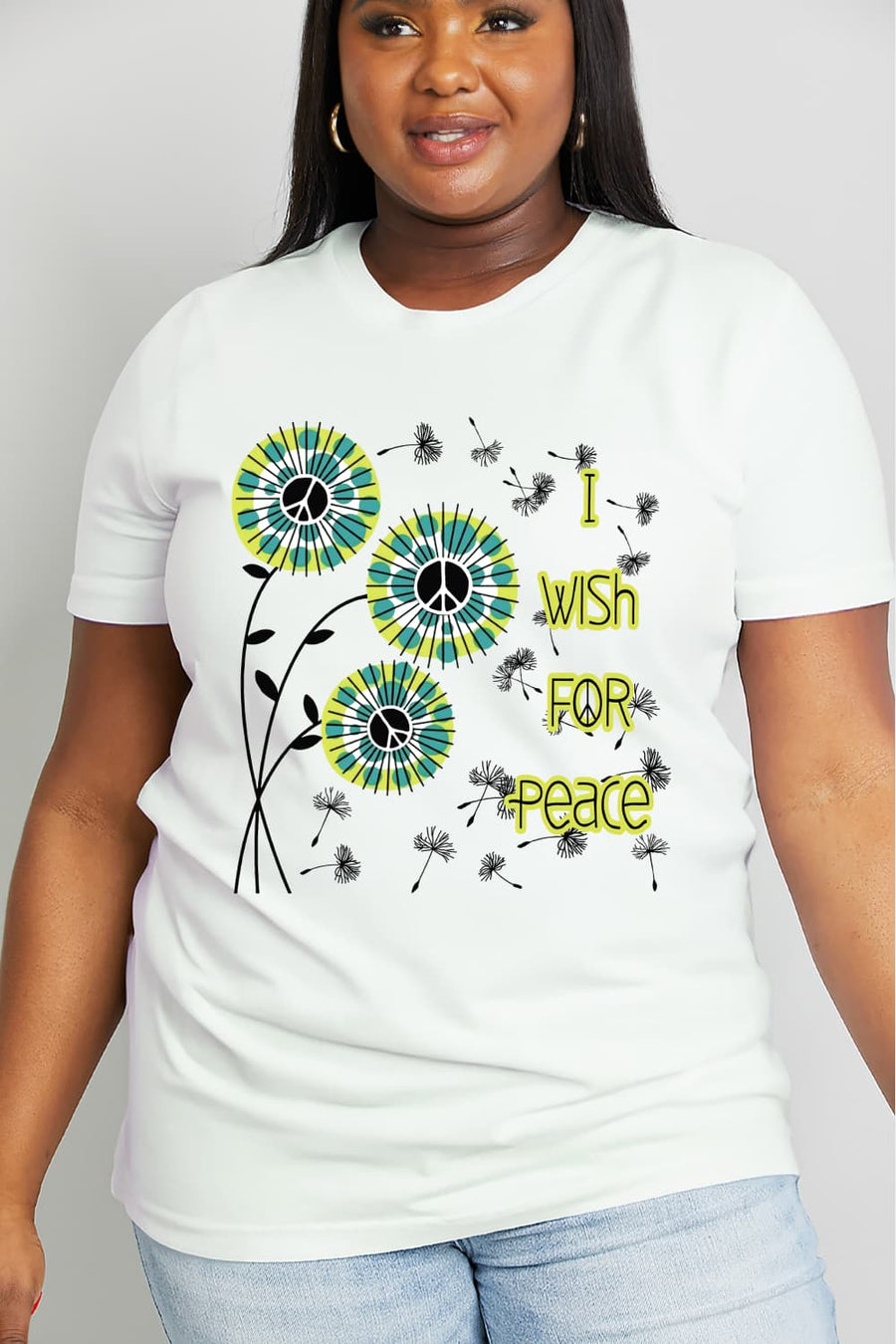 Simply Love Full Size I WISH FOR PEACE Graphic Cotton Tee