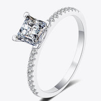 Rhodium-Plated 2 Carat Moissanite Four-Prong Ring