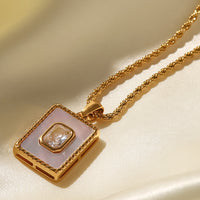 Square Pendant Twisted Chain Necklace