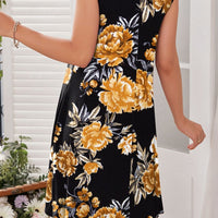 Printed Round Neck Sleeveless Dress