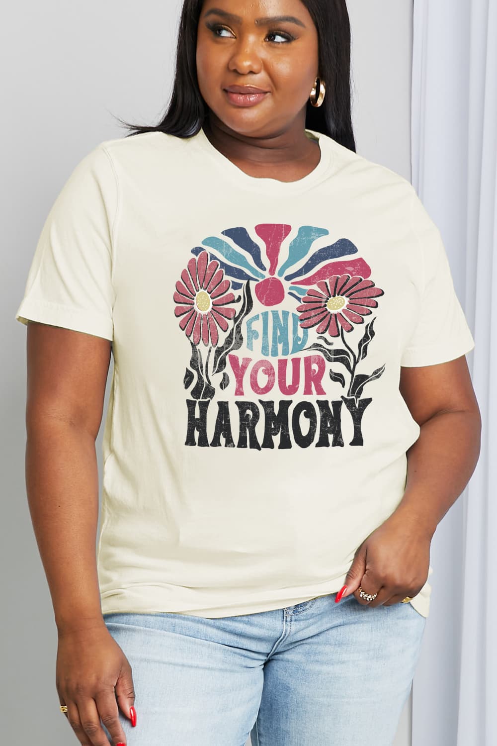 Simply Love Full Size FIND YOUR HARMONY Graphic Cotton Tee