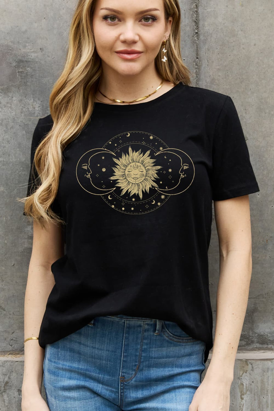 Simply Love Full Size Sun & Moon Graphic Cotton Tee