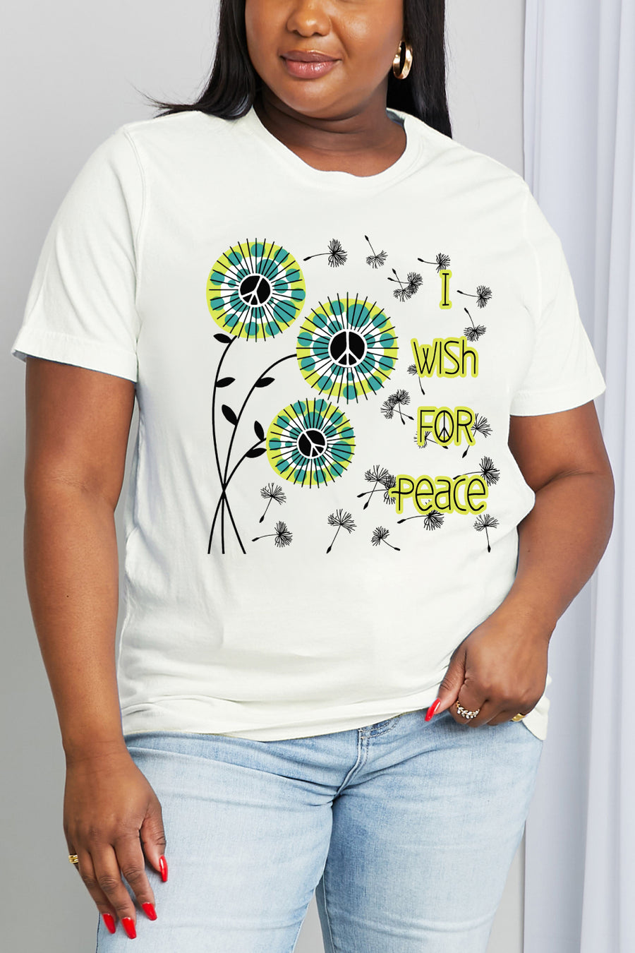 Simply Love Full Size I WISH FOR PEACE Graphic Cotton Tee