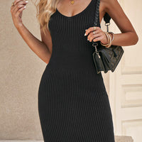 Ribbed Sleeveless V-Neck Dress