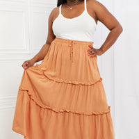 Zenana Summer Days Full Size Ruffled Maxi Skirt in Butter Orange