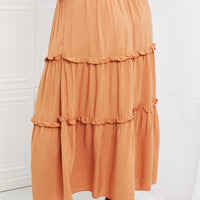 Zenana Summer Days Full Size Ruffled Maxi Skirt in Butter Orange