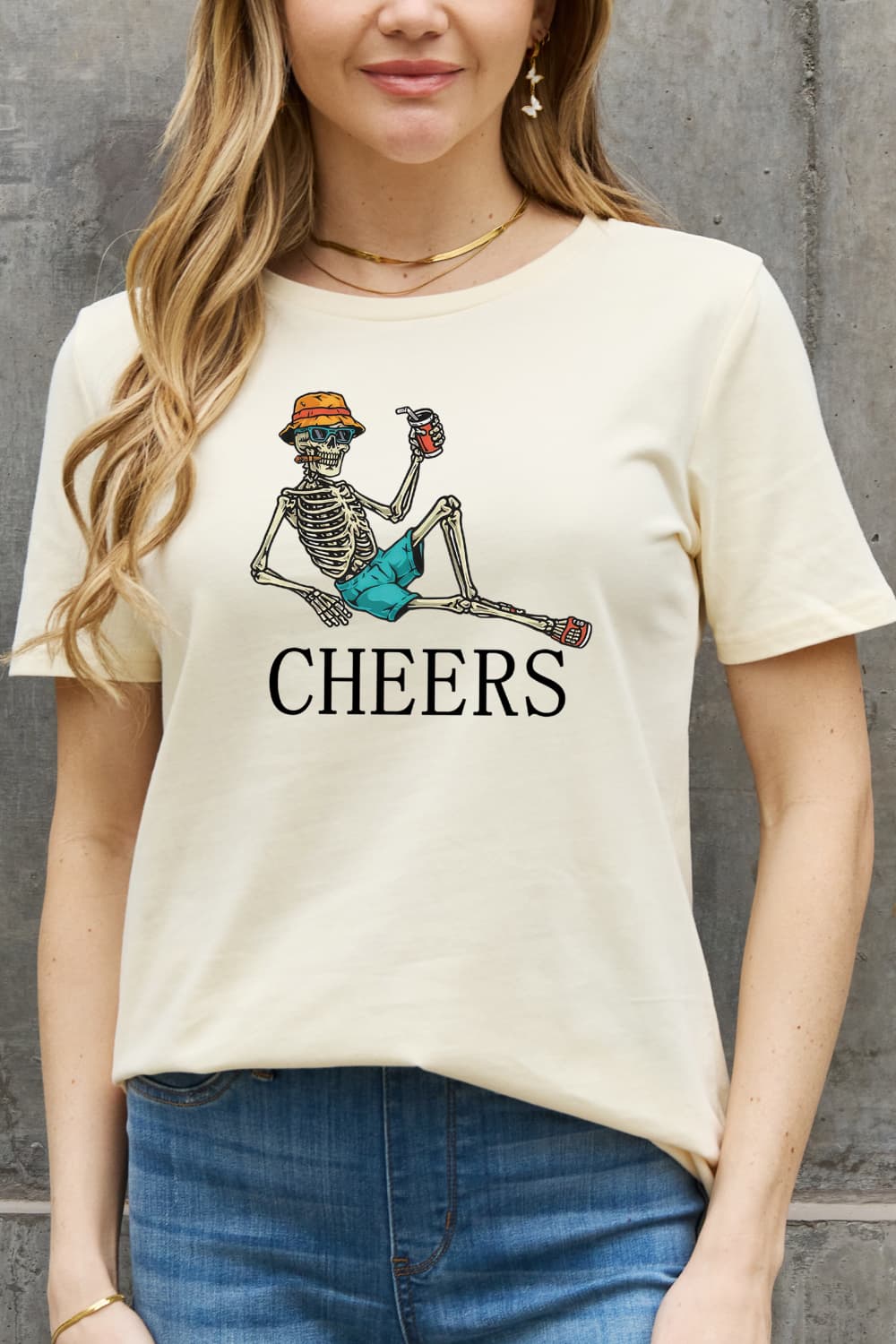 Simply Love Full Size CHEERS Graphic Cotton Tee