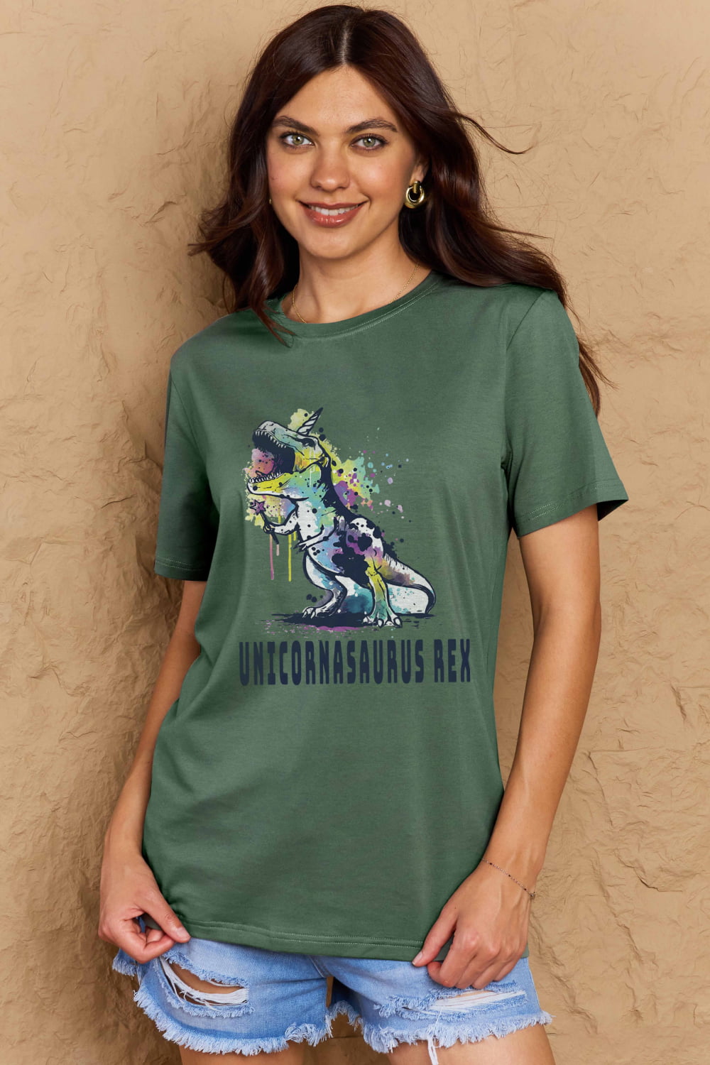 Simply Love Full Size Graphic UNICORNASAURUS REX Cotton Tee