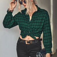 Plaid Button Front Dropped Shoulder Shirt