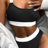 Color Block Scoop Neck Bikini Set