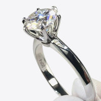 925 Sterling Silver 3 Carat Moissanite 6-Prong Ring