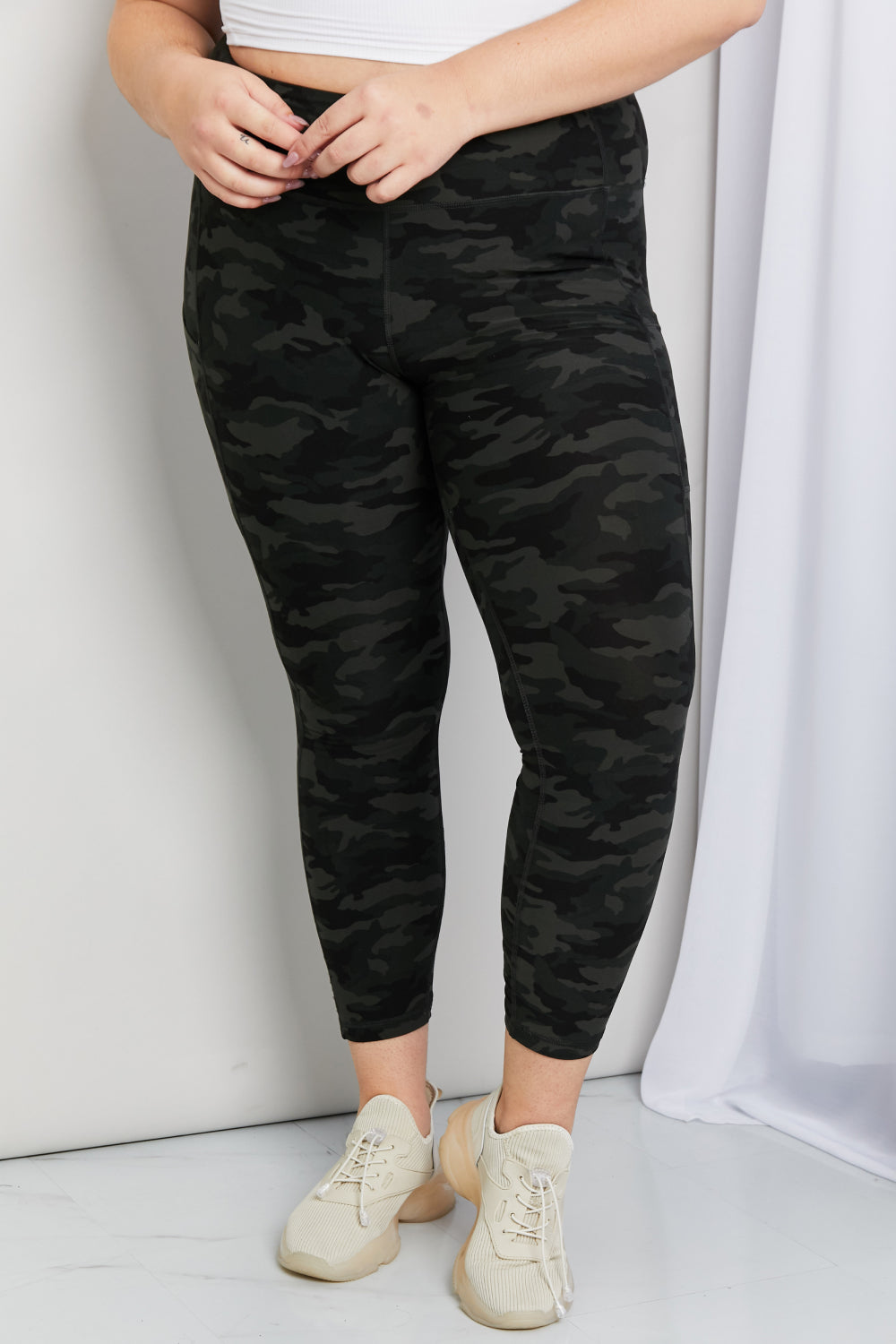 Leggings Depot Full Size Camouflage Wide Waistband Pocket Leggings