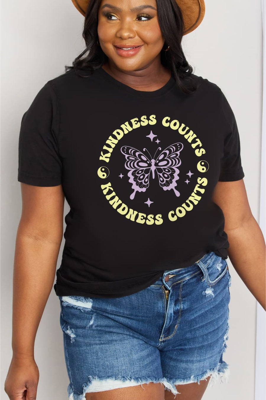 Simply Love Full Size KINDNESS COUNTS Butterfly Graphic Cotton Tee