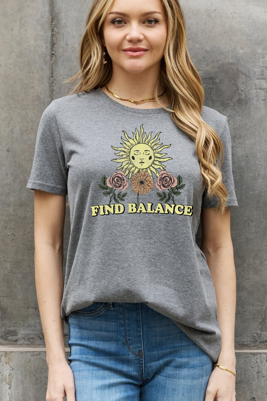 Simply Love Full Size FIND BALANCE Graphic Cotton Tee