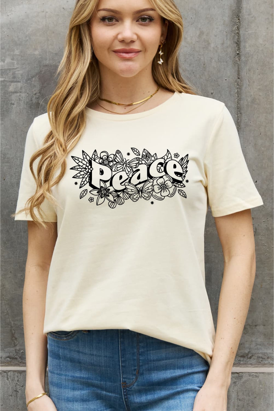 Simply Love Full Size PEACE Graphic Cotton Tee