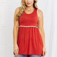 Celeste Next To You Full Size Lace Detail Sleeveless Top in Rust