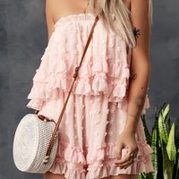 Swiss Dot Ruffled Strapless Romper