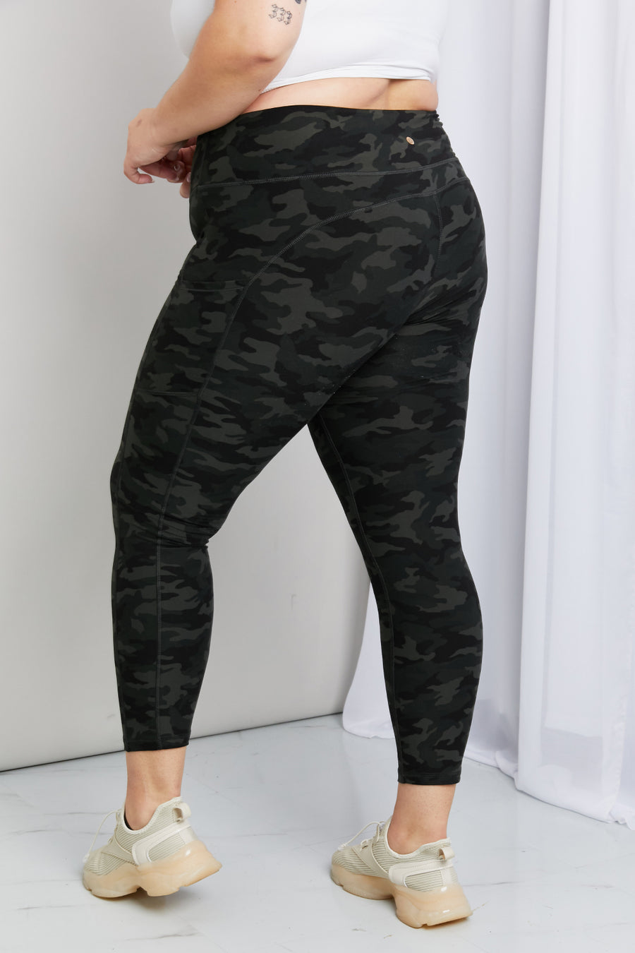 Leggings Depot Full Size Camouflage Wide Waistband Pocket Leggings