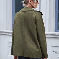 Button Front Collared Drop Shoulder Jacket