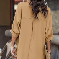 Three-Quarter Sleeve Slit Shirt