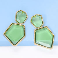 Geometrical Shape Zinc Alloy Frame Resin Dangle Earrings