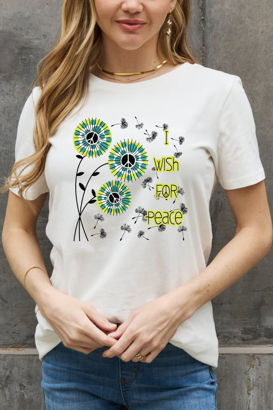 Simply Love Full Size I WISH FOR PEACE Graphic Cotton Tee