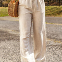 Drawstring Waist Straight Leg Pants