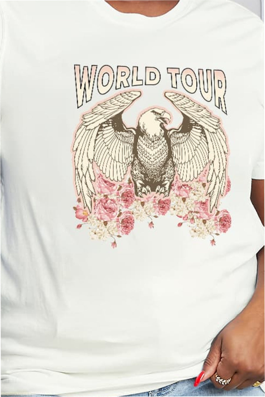 Simply Love Full Size WORLD TOUR Eagle Graphic Cotton Tee