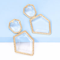 Geometrical Shape Zinc Alloy Frame Resin Dangle Earrings