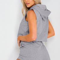 Hooded Crop Top & Pocketed Shorts Set