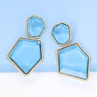 Geometrical Shape Zinc Alloy Frame Resin Dangle Earrings