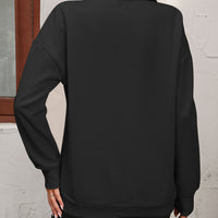 Zip-Up Dropped Shoulder Sweatshirt