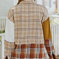 Plaid Color Block Dropped Shoulder Shacket