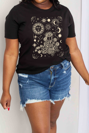 Simply Love Full Size Celestial Graphic Short Sleeve Cotton Tee