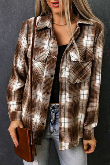 Plaid Collared Neck Long Sleeve Shirt