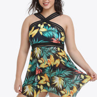 Plus Size Handkerchief-Hem Swim Dress and Bottoms Set