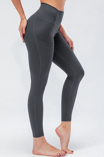 Grey legging with a side pocket for phone