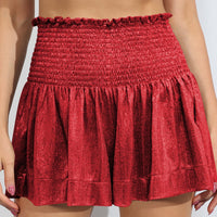 Glitter Smocked High-Waist Shorts