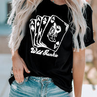 Poker Graphic Round Neck Short Sleeve Tee