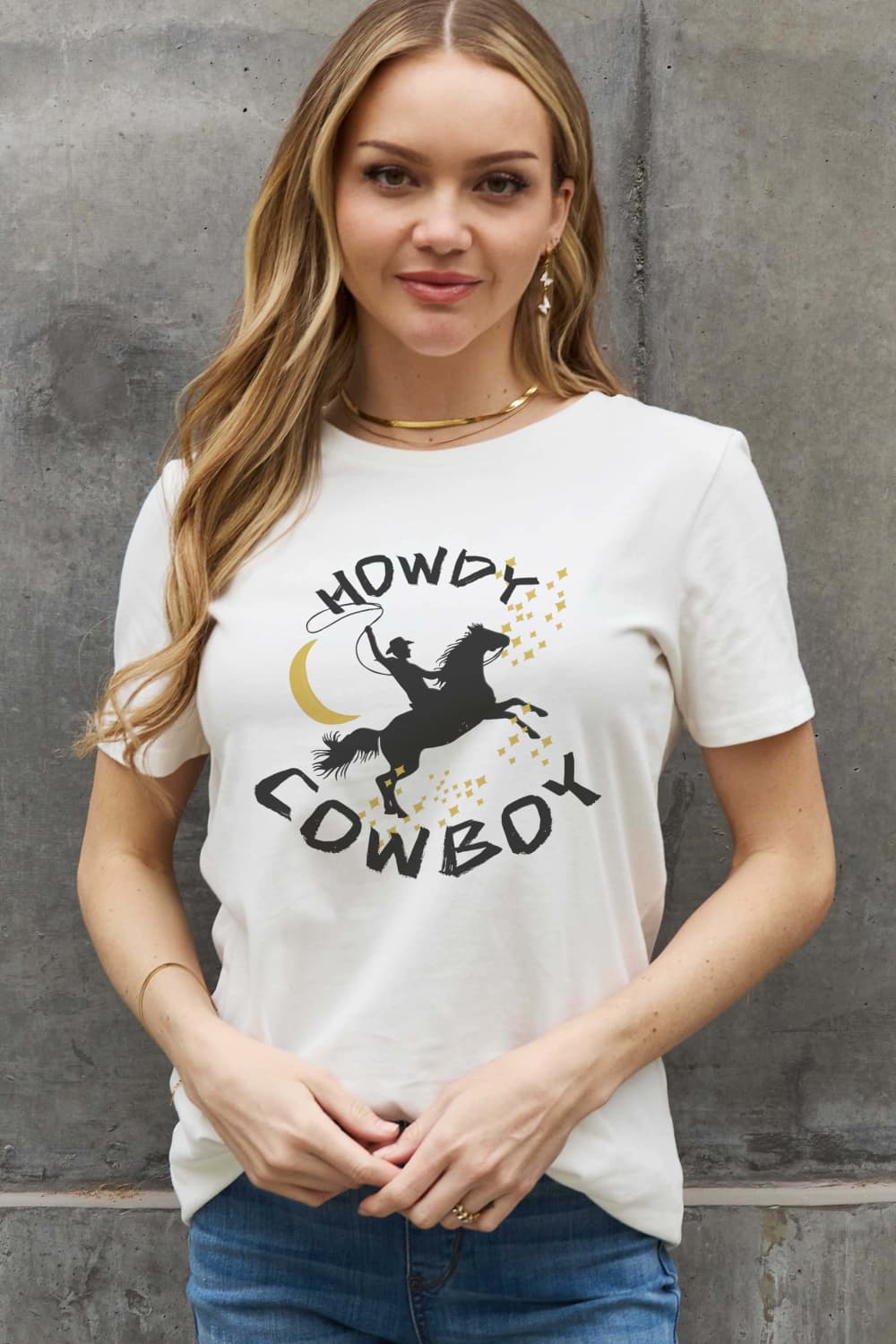 Simply Love Full Size HOWDY COWBOY Graphic Cotton Tee