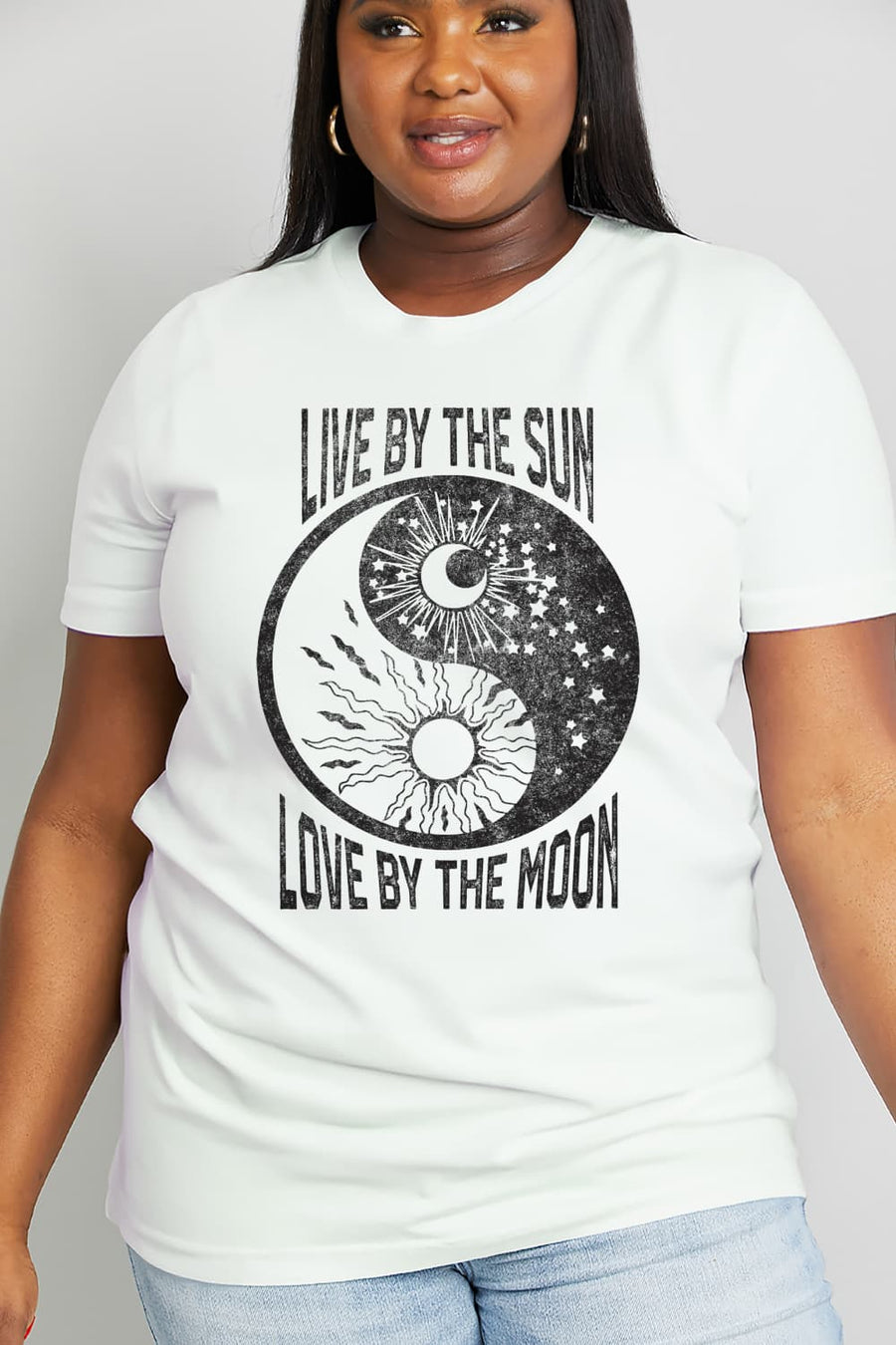 Simply Love Full Size LIVE BY THE SUN LOVE BY THE MOON Graphic Cotton Tee